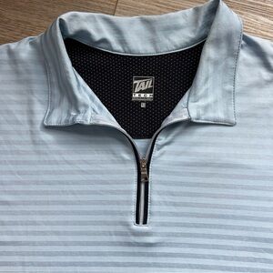 Tail Women's Size‎ L Baby Blue Striped 1/4 Zip Golf Tennis Collared